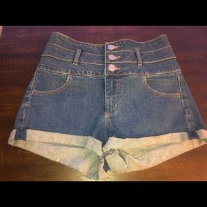 Garage Taille Ultra-Haute Ultra High Rise Denim Shorts Size 10